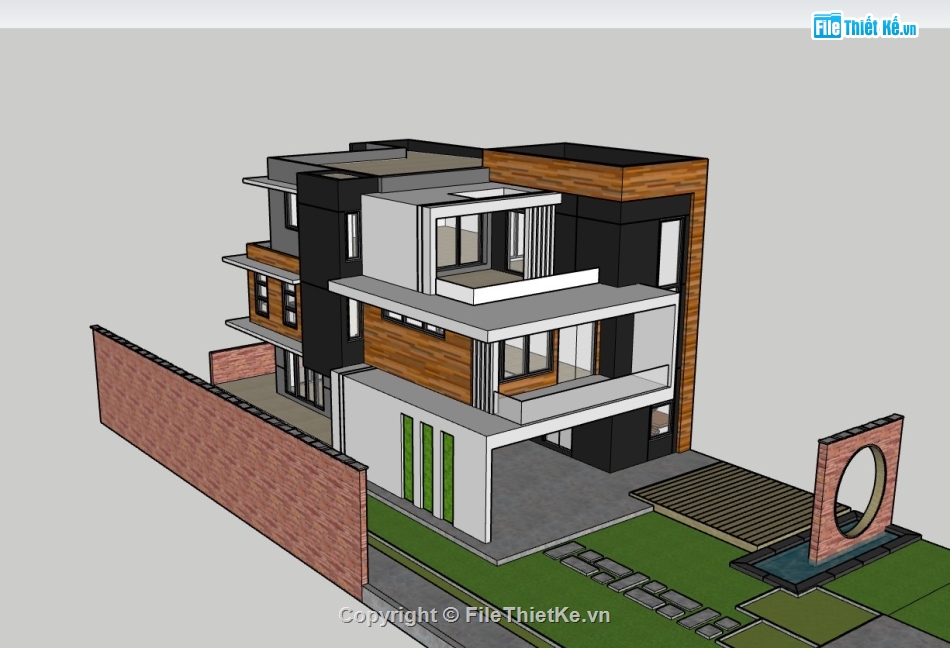 su nhà phố 3 tầng,sketchup nhà phố 3 tầng,su nhà phố,sketchup nhà phố