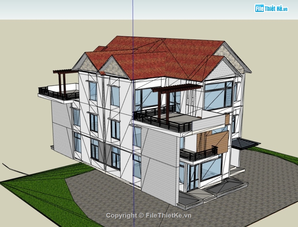 nhà phố 3 tầng,su nhà phố,sketchup nhà phố,su nhà phố 3 tầng