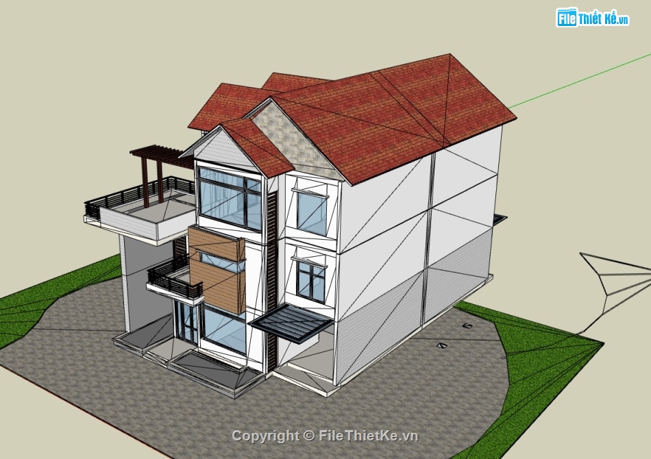 nhà phố 3 tầng,su nhà phố,sketchup nhà phố,su nhà phố 3 tầng