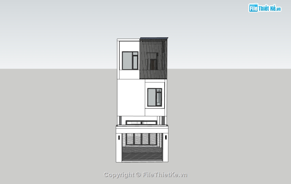 nhà phố 3 tầng,su nhà phố,sketchup nhà phố