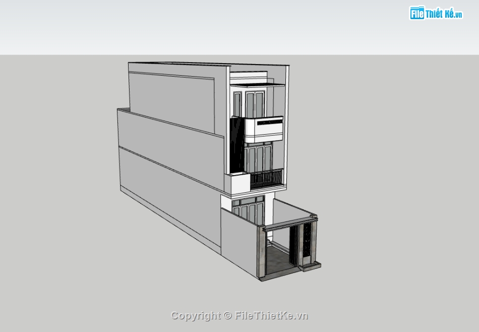 nhà phố 3 tầng,su nhà phố,sketchup nhà phố