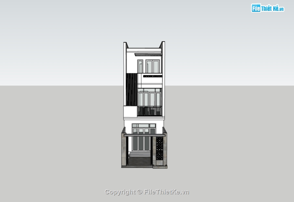 nhà phố 3 tầng,su nhà phố,sketchup nhà phố