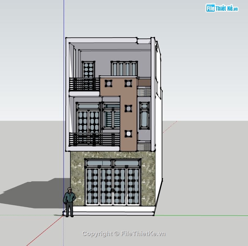 nhà phố 3 tầng,file su nhà phố 3 tầng,phối cảnh nhà phố 3 tầng