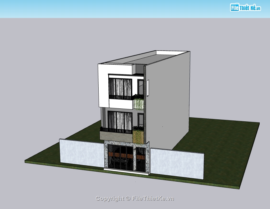 nhà phố 3 tầng,su nhà phố,sketchup nhà phố