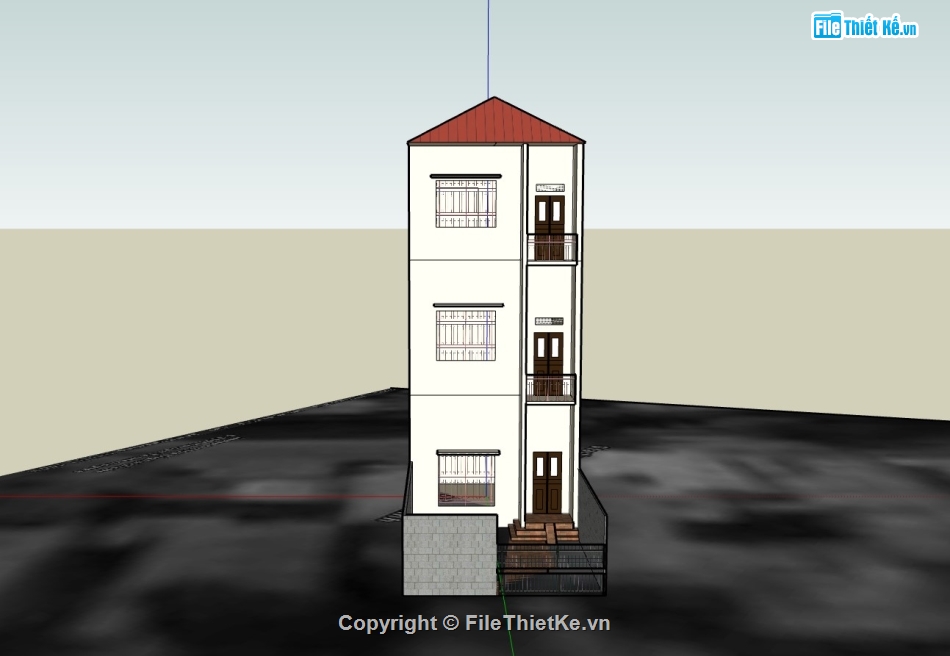 nhà phố 3 tầng,su nhà phố,sketchup nhà phố,su nhà phố 3 tầng