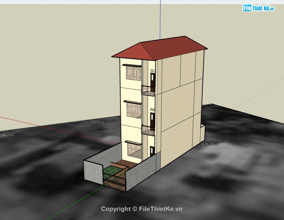 nhà phố 3 tầng,su nhà phố,sketchup nhà phố,su nhà phố 3 tầng