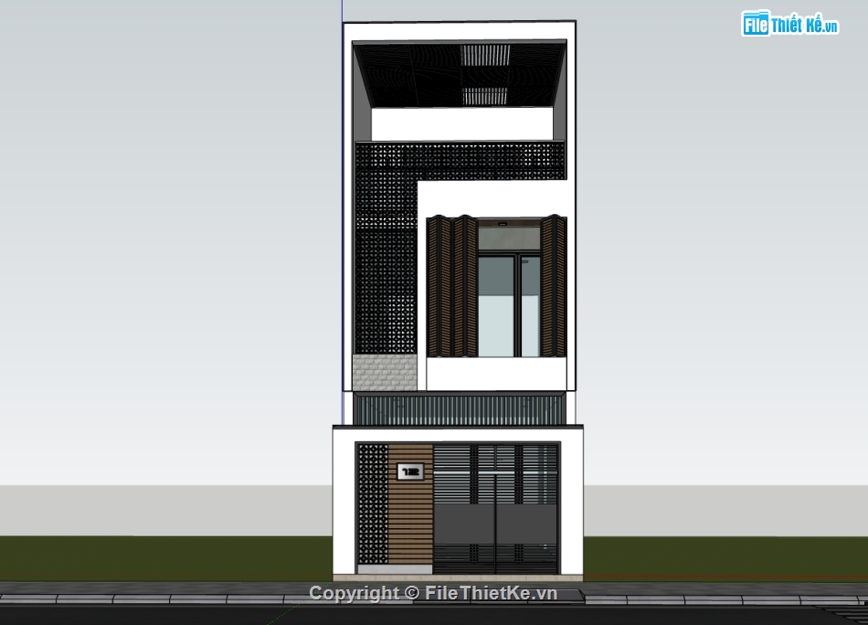 nhà phố 3 tầng,nhà phố 3 tầng sketchup,su nhà 3 tầng