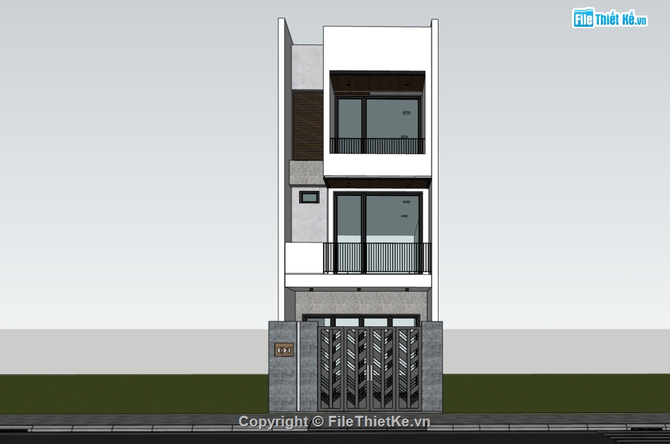 nhà phố 3 tầng,su nhà 3 tầng,sketchup nhà 3 tầng