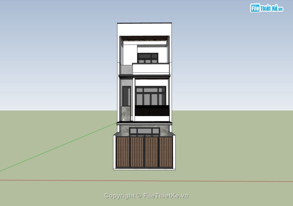 nhà phố 3 tầng,sketchup nhà phố,phối cảnh nhà phố