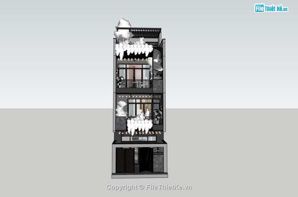 nhà phố 3 tầng,su nhà phố 3 tầng,sketchup nhà phố 3 tầng