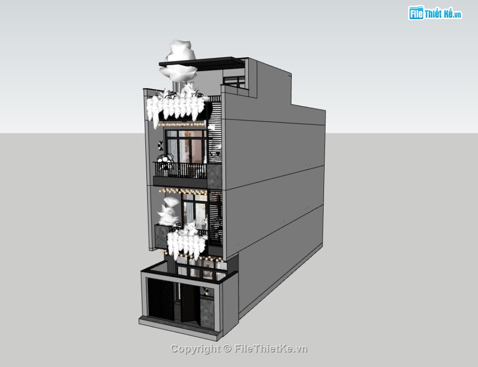 nhà phố 3 tầng,su nhà phố 3 tầng,sketchup nhà phố 3 tầng