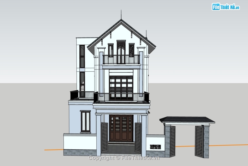 su nhà phố,sketchup nhà phố,su nhà phố 3 tầng,sketchup nhà phố 3 tầng