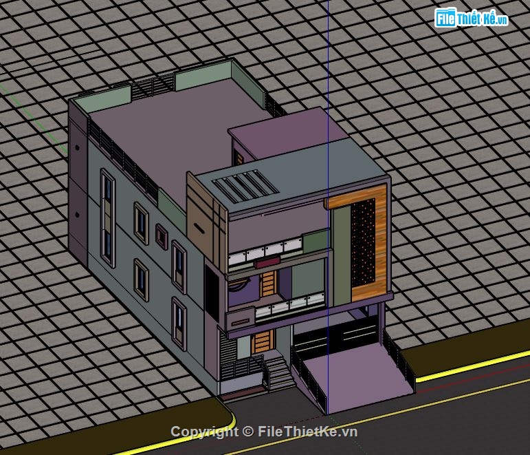 Nhà phố 3 tầng,model su nhà phố 3 tầng,sketchup nhà phố 3 tầng