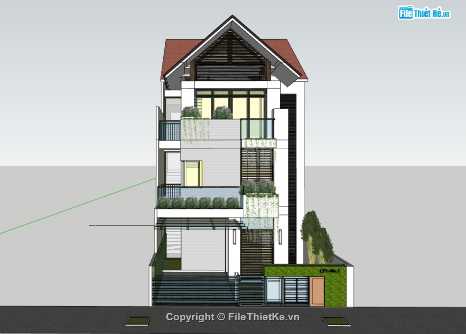 nhà phố 3 tầng,su nhà phố,sketchup nhà phố