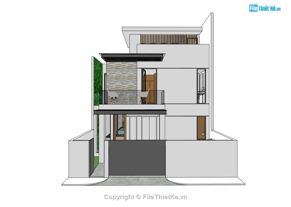 nhà phố 3 tầng,su nhà phố,sketchup nhà phố