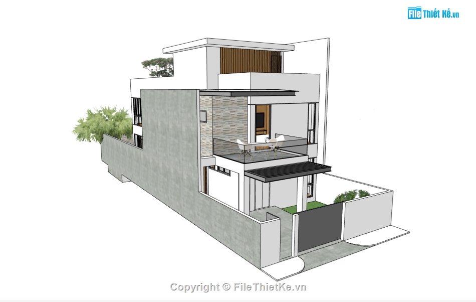 nhà phố 3 tầng,su nhà phố,sketchup nhà phố