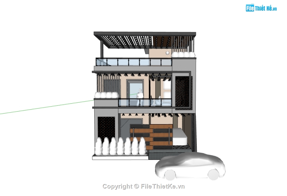 nhà phố 3 tầng,su nhà phố,sketchup nhà phố