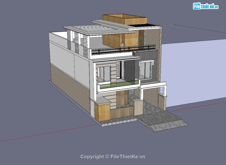 nhà phố 3 tầng,su nhà phố,sketchup nhà phố