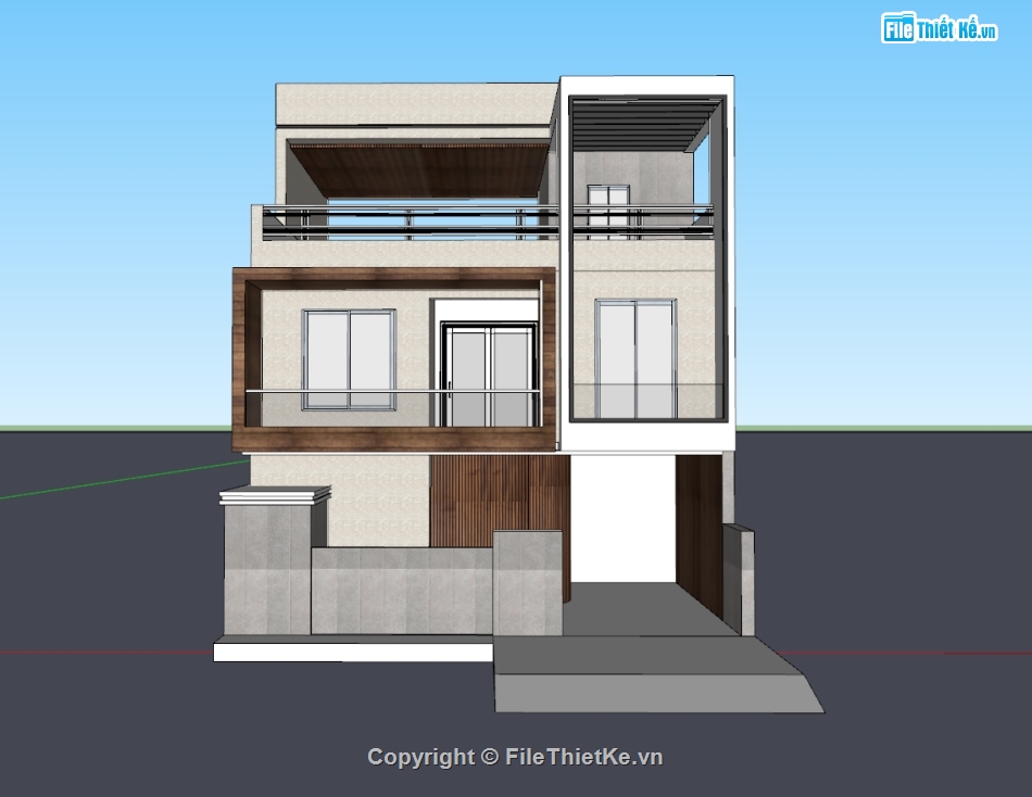 nhà phố 3 tầng,nhà 3 tầng,su nhà phố,sketchup nhà phố