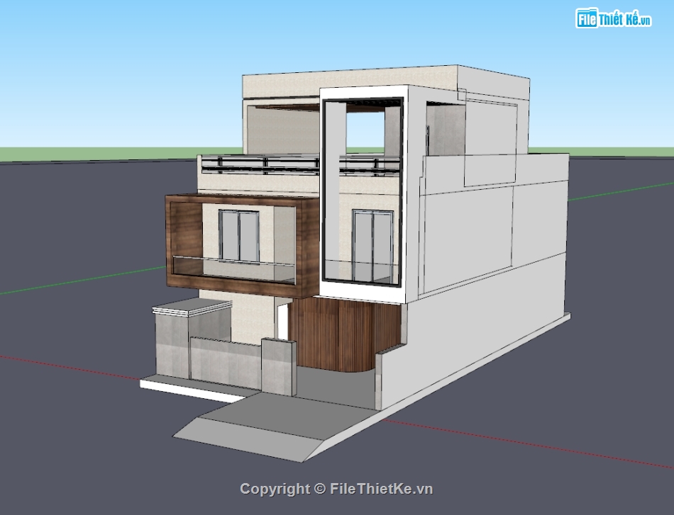 nhà phố 3 tầng,nhà 3 tầng,su nhà phố,sketchup nhà phố