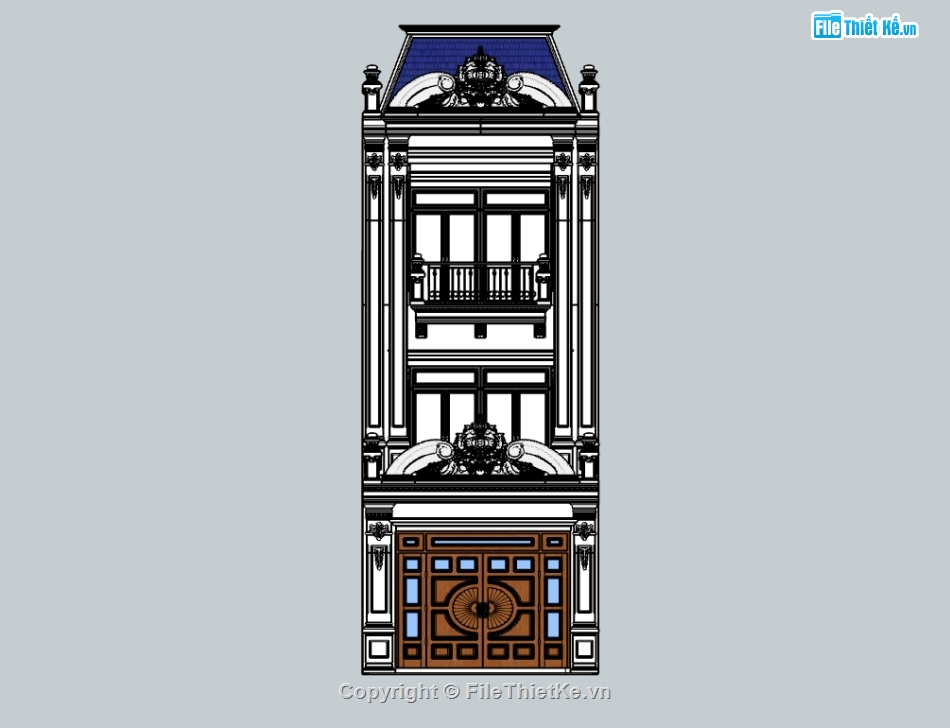 nhà phố 3 tầng,nhà 3 tầng,su nhà phố,sketchup nhà phố