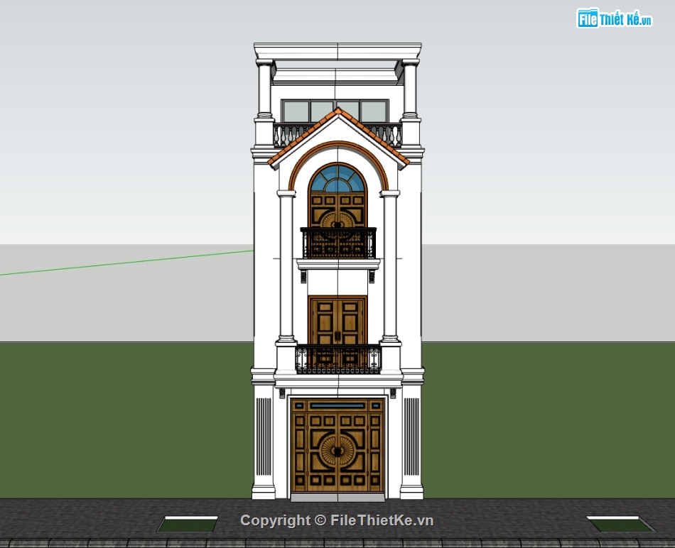 nhà 4 tầng,nhà phố 4 tầng,sketchup nhà phố