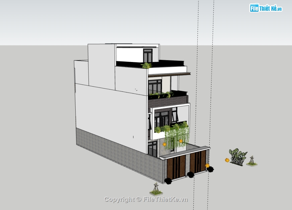 su nhà phố 4 tầng,sketchup nhà phố 4 tầng,nhà phố 4 tầng