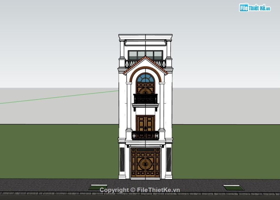 nhà 4 tầng,su nhà phố 4 tầng,sketchup nhà phố