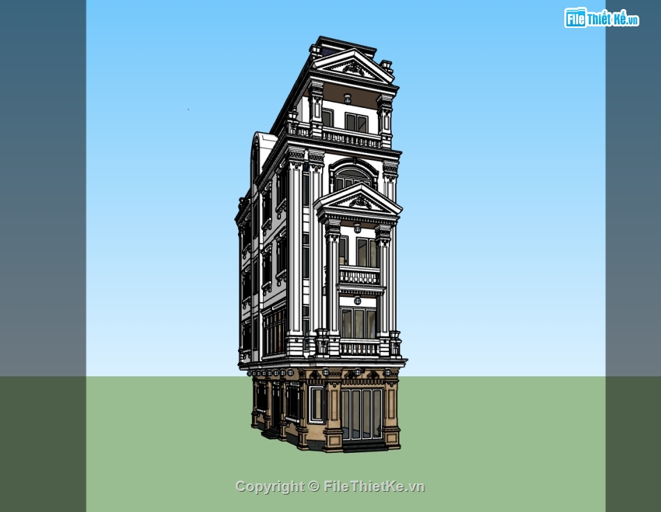nhà phố 5 tầng,su nhà phố,sketchup nhà phố