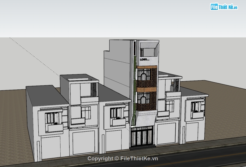 su nhà phố,sketchup nhà phố,su nhà phố 5 tầng