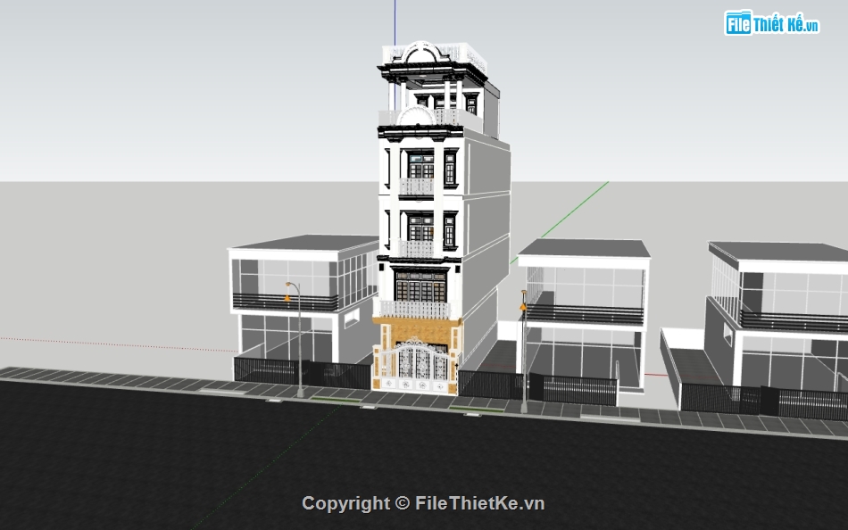 su nhà phố,sketchup nhà phố,nhà phố 5 tầng