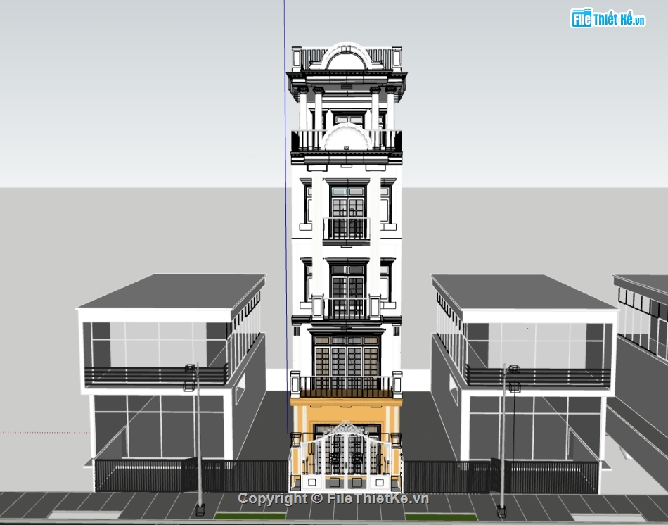 su nhà phố,sketchup nhà phố,nhà phố 5 tầng