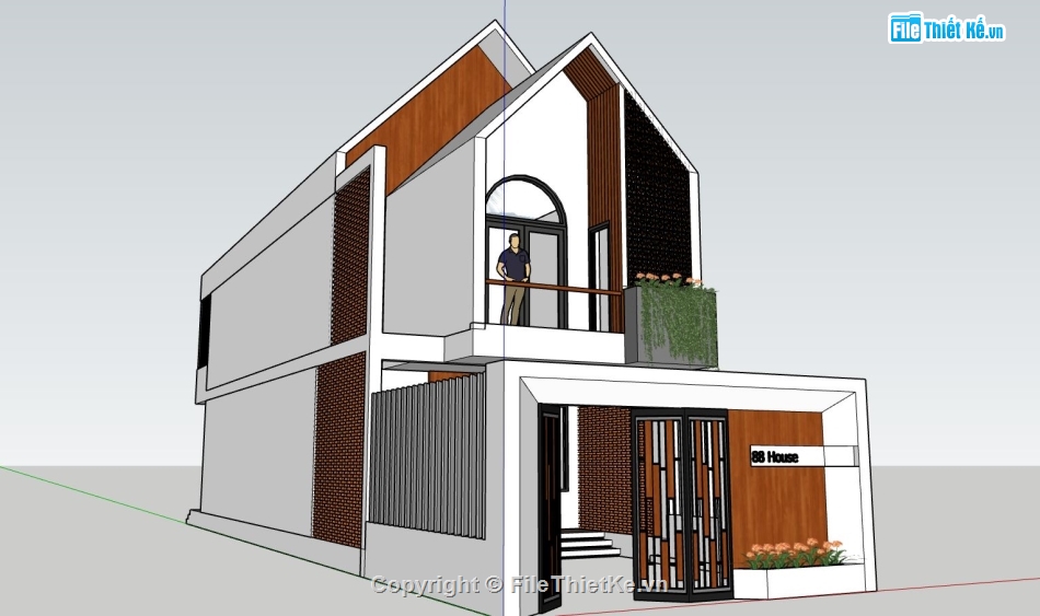 nhà phố  2 tầng,su nhà phố 2 tầng,biệt thự sketchup