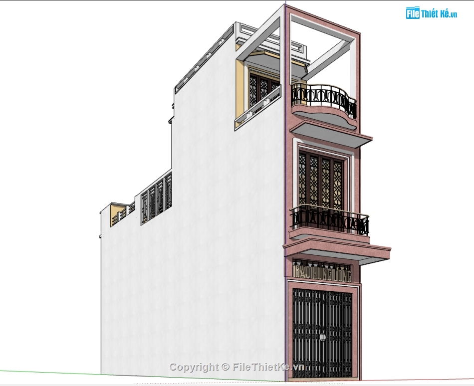 nhà phố file su,model su nhà phố,model sketchup nhà phố,file 3d nhà phố