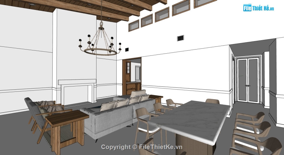 su nội thất,sketchup nội thất,nội thất khách bếp