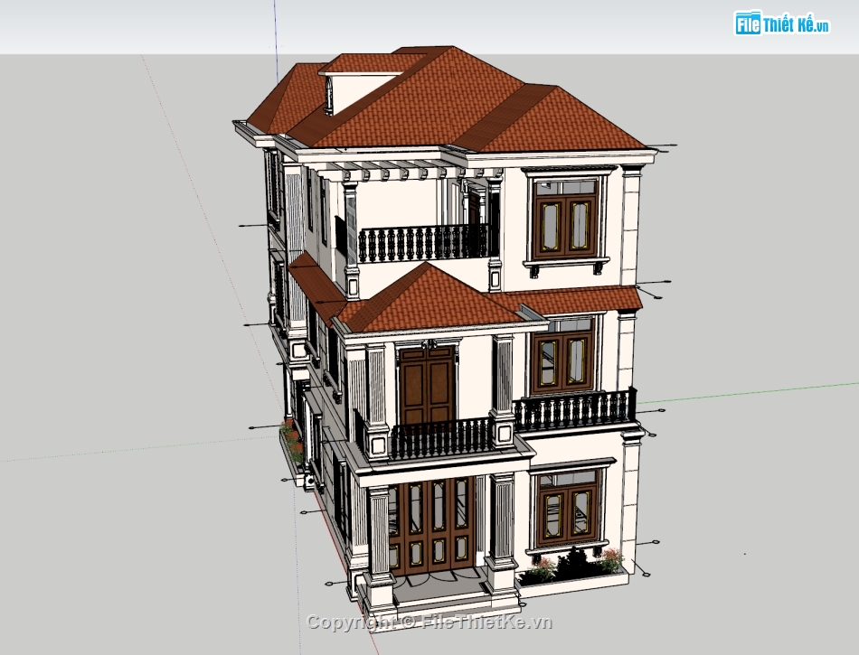 file su nhà 3 tầng,model sketchup nhà phố 3 tầng,Su Nhà phố 3 tầng