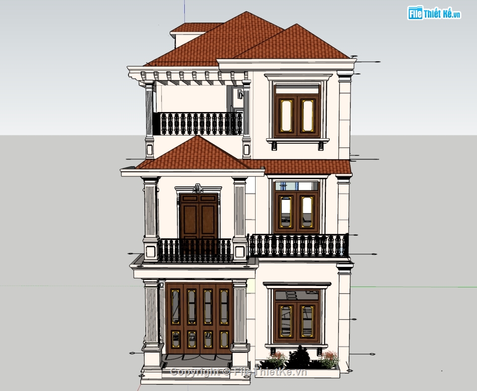 file su nhà 3 tầng,model sketchup nhà phố 3 tầng,Su Nhà phố 3 tầng