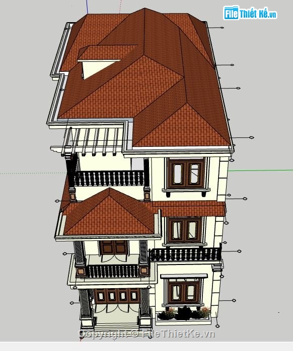 file su nhà 3 tầng,model sketchup nhà phố 3 tầng,Su Nhà phố 3 tầng