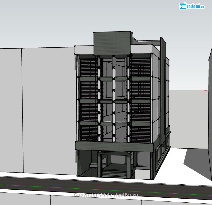 văn phòng làm việc,sketchup ngoại thất văn phòng,sketchup văn phòng hiện đại