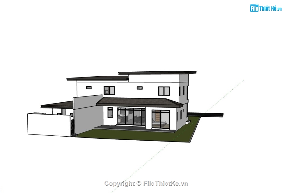 villa 2 tầng,file su villa 2 tầng,biệt thự 2 tầng,sketchup phối cảnh 2 tầng