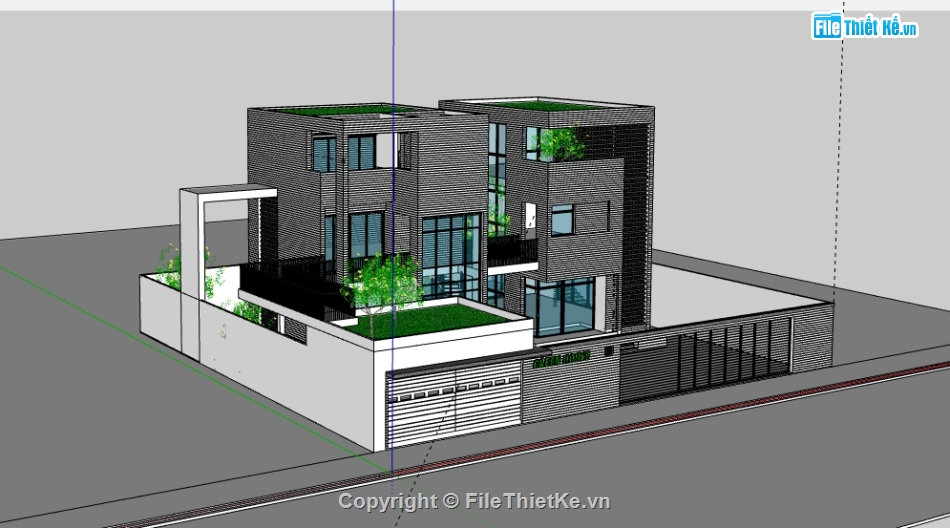 file su villa 3 tầng,su villa 3 tầng,villa 3 tầng 9x17.5m,mẫu thiết kế villa 3 tầng