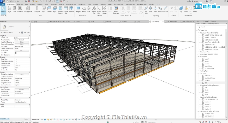 nhà xưởng,khung nhà xưởng,Revit nhà xưởng