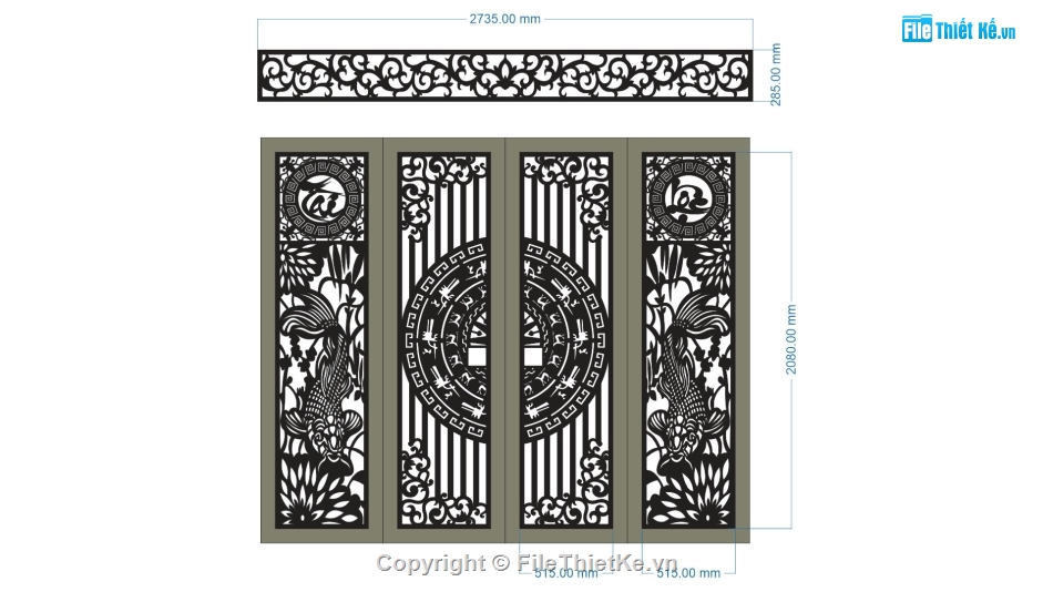 cổng cá chép tài lộc,file cnc cổng cá chép tài lộc,mẫu cổng cá chép tài lộc