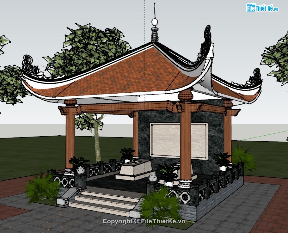 file sketchup thiết kế nhà mồ,File sketchup nhà thờ,Su mẫu nhà mồ,nhà mồ tứ giác sketchup,nhà tứ giác