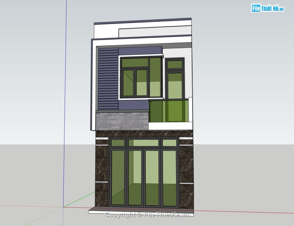 nhà phố 2 tầng,file sketchup nhà phố,nhà phố hiện đại