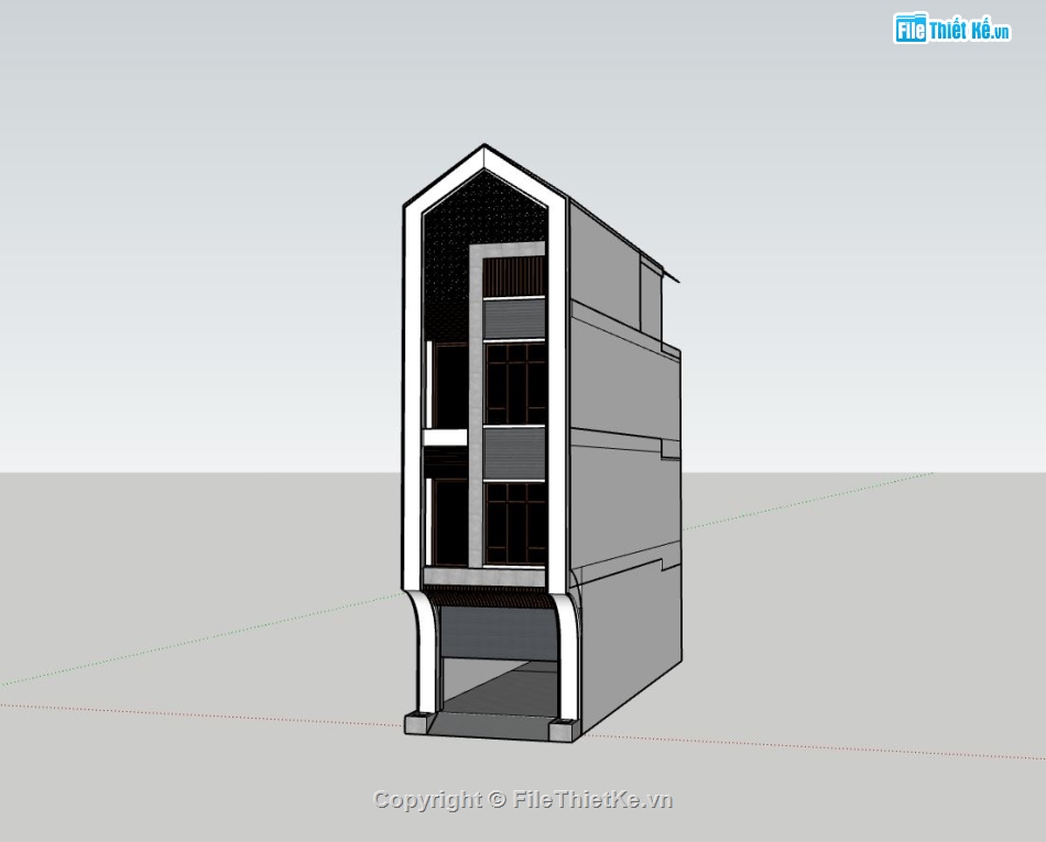 nhà 4 tầng,sketchup nhà phố 4 tầng,nhà phố hiện đại,miễn phí nhà phố