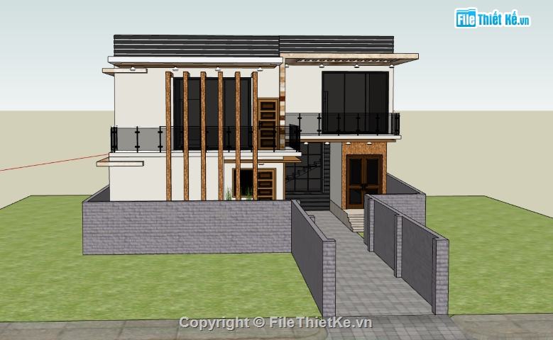 biệt thự 2 tầng,model sketchup biệt thự 2 tầng,file su biệt thự 2 tầng,Model biệt thự 2 tầng