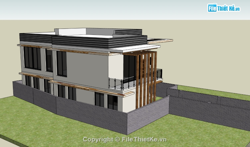 biệt thự 2 tầng,model sketchup biệt thự 2 tầng,file su biệt thự 2 tầng,Model biệt thự 2 tầng