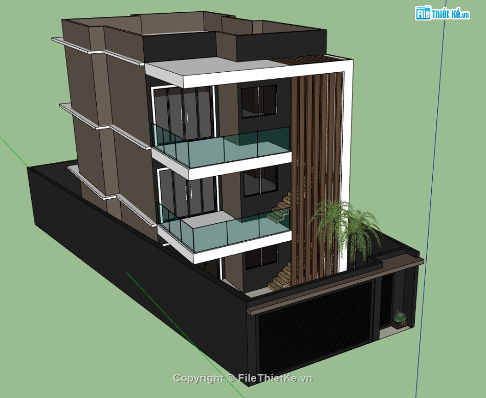 nhà 3 tầng file su,file su nhà phố 3 tầng,model su nhà phố 3 tầng,file sketchup nhà phố 3 tầng