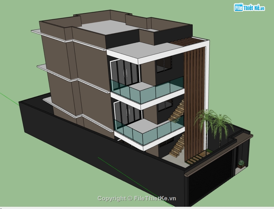 nhà 3 tầng file su,file su nhà phố 3 tầng,model su nhà phố 3 tầng,file sketchup nhà phố 3 tầng